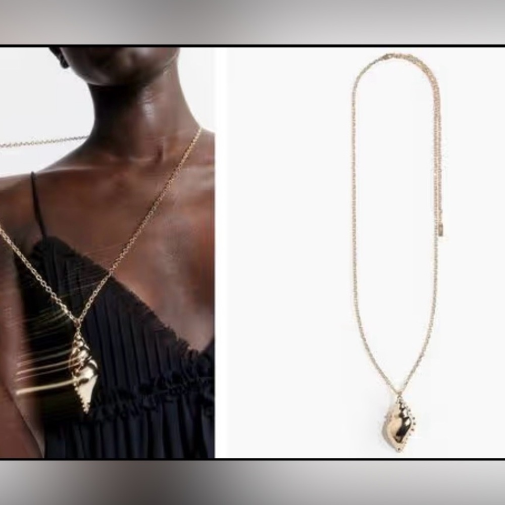 H&M White Lotus Shell Pendant Necklace - NWT